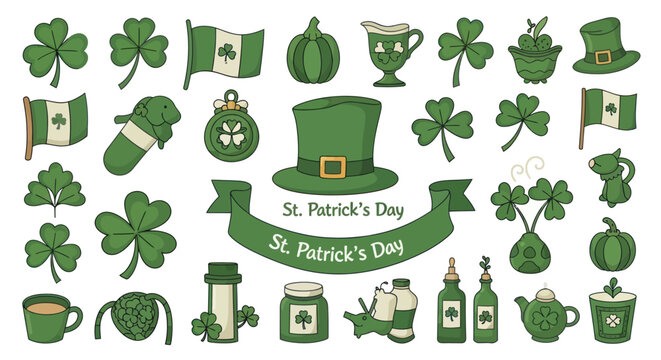 St. Patrick's Day Collection: Shamrocks, Hats, Flags, and Irish Symbols