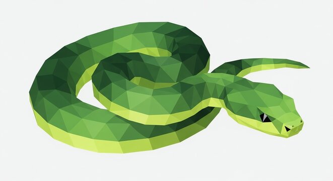 Green Snake Geometric Design for Modern Art Projects Backgrounds and Education
