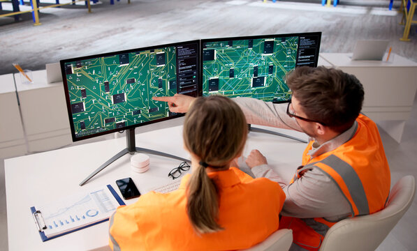 Technician Developing Multilayer PCB Layout With Sophisticated Software Tools