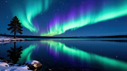 Fototapeta premium Aurora borealis arctic-standard high resolution commercial visual suitable for web banners, marketing, presentations, modern design projects with clean composition and professional lighting siyam