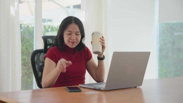 Young asian woman happy smile using search on phone Agent AI app retail shop store pay buy at home Modern Agentic bot order assisted people easy booking hotel ticket vacation smart life virtual wallet