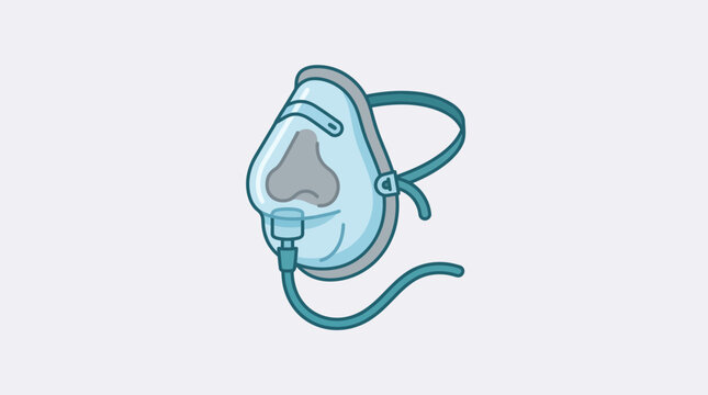 Illustration of a blue oxygen mask with a tube for breathing medical assistance