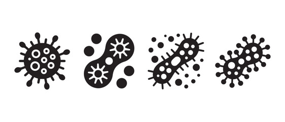 Fototapeta premium Virus and bacteria icons Set. for biological research and healthcare infographics.