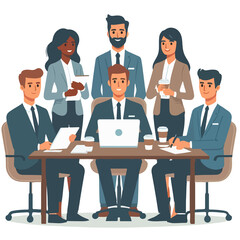 Obraz premium Office Meeting Flat Vector Illustration Clean White Background