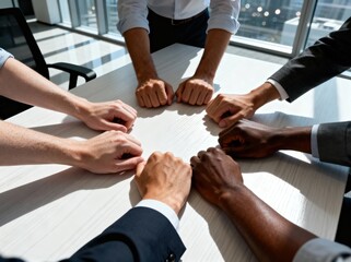 Obraz premium unified circle of diverse hands-standard high resolution background with modern clean composition, professional lighting and versatile usage for web design, branding, marketing visuals and digital co