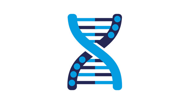 Modern DNA Double Helix Illustration in Blue.