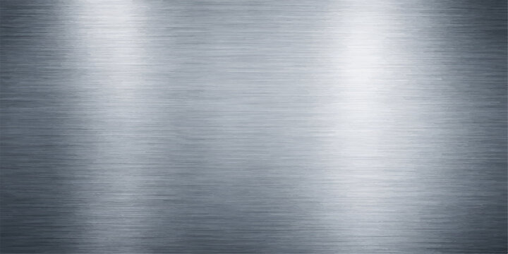 A high-quality industrial backdrop featuring a shiny grey brushed steel texture and a polished metallic surface pattern on a stainless aluminum alloy plate sheet material