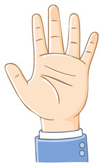 Obraz premium Friendly cartoon hand displaying an open palm and five fingers for greeting counting or a stop signal