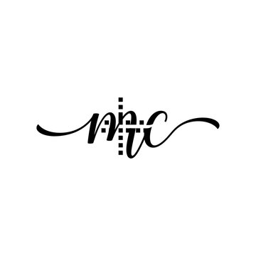 Elegant Script MTC Initial Letter Logo with Stylized Dots on Isolated White Background