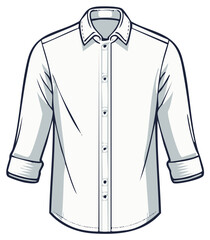 Naklejka premium Clean Illustration of a Collared Long Sleeve Button Down Shirt with Cuffed Sleeves