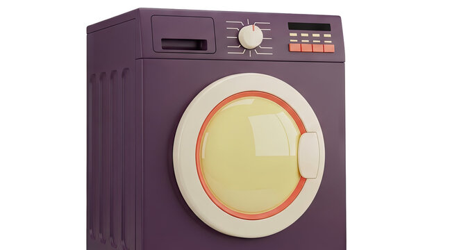 Retro Purple Washing Machine with Yellow Drum