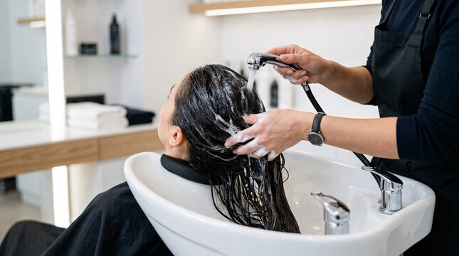 Lavage de cheveux dans un salon de coiffure