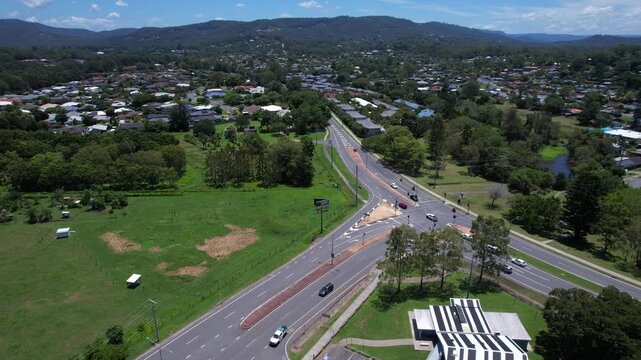 Mudgeeraba Music Centre Within Firth Park In Mudgeeraba, Gold Coast, Queensland, Australia. Aerial Pullback Shot