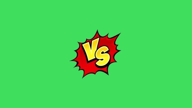 Comic book style VS versus pop art explosion on green screen