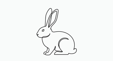 Obraz premium Line art illustration of a cute rabbit with long ears minimalist design against a plain backdrop for creative projects and Easter themes