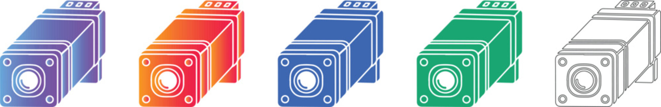 Industrial Stepper Motor Vector Icon Set vol 897