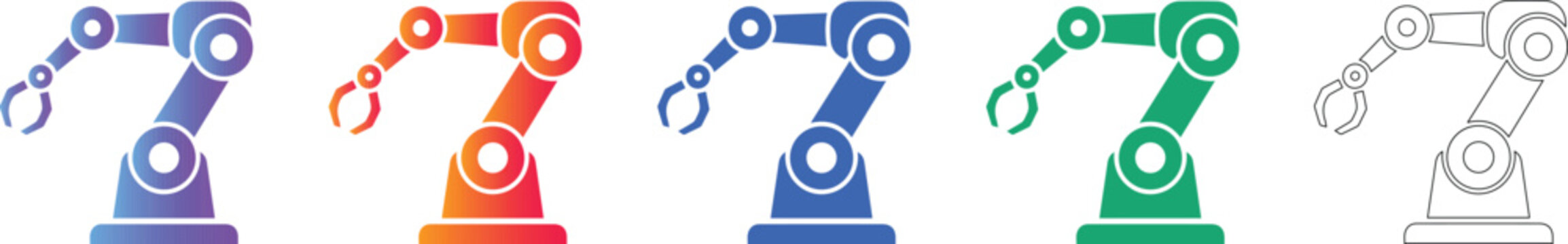Industrial Robotic Claw Vector Icon Set vol 899