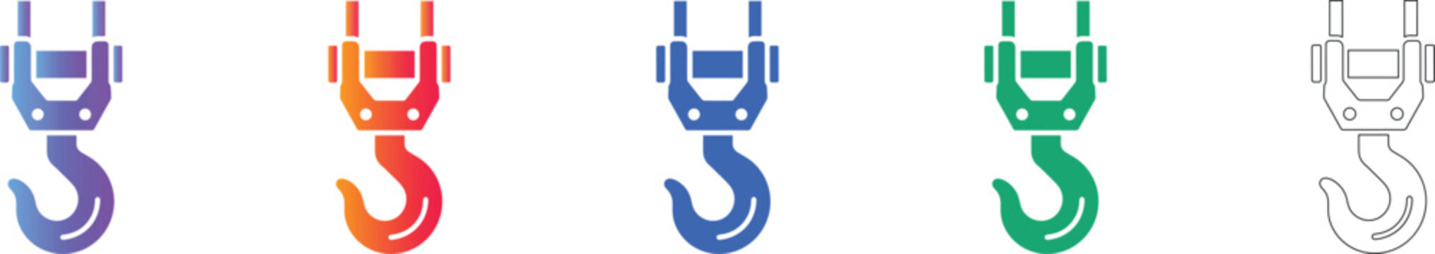 Industrial Crane Hook Vector Icon Set vol 901