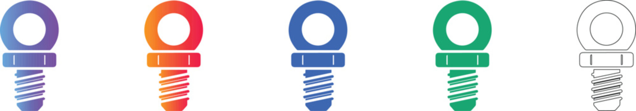 Eyebolt Fastener Vector Icon Set vol 903