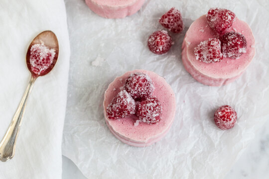 Raspberry semifredo with limoncello