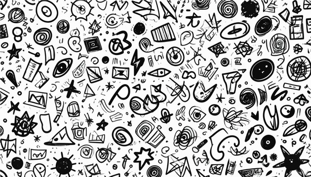 seamless pattern with black and white flowers