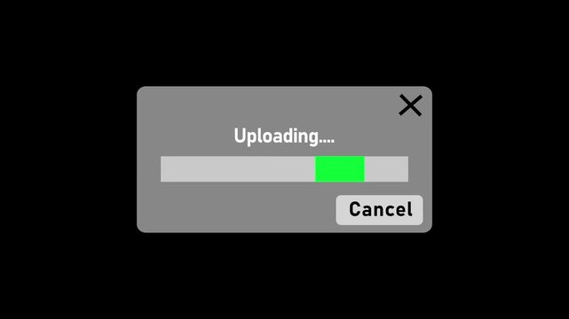Progress bar loading screen upload transfer digital interface green animation modern tech