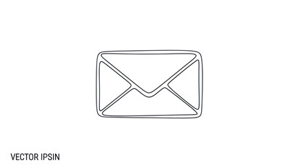 Simple line art illustration of a closed envelope on a white background © Rizal