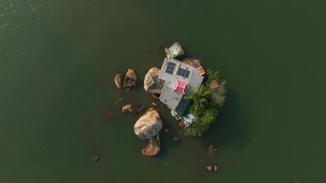 Aerial 4K view of winding Cai River with tropical coconut palms in Nha Trang near po nagar cham temple, Vietnam
the natural beauty of Central Vietnam&rsquo;s river systems