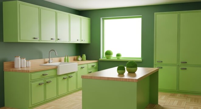 A luxury contemporary kitchen interior in a new modern house features a sleek wood cabinet design with an oven, stove, and sink on a polished counter in a light indoor room