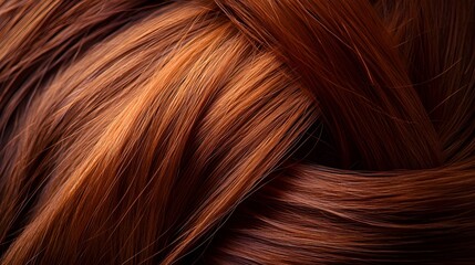 Naklejka premium Close-up Macro Shot of Rich Auburn Hair Texture