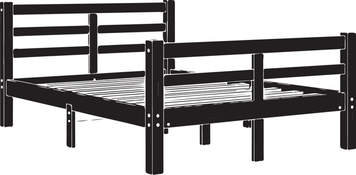 Black metal bed frame with slatted headboard and footboard