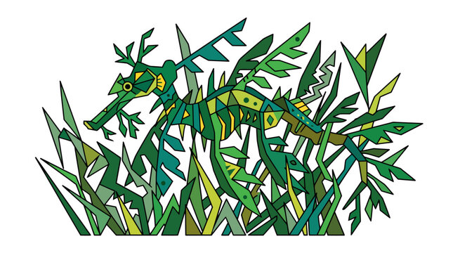 Leafy Sea Dragon Underwater Marine Life Illustration.