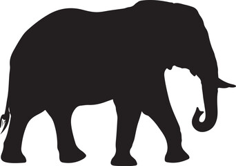 Obraz premium Black elephant silhouette, elephant icon, animal symbol, graphic design element