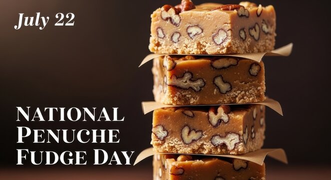 Penuche fudge stack on National Penuche Fudge Day July 22