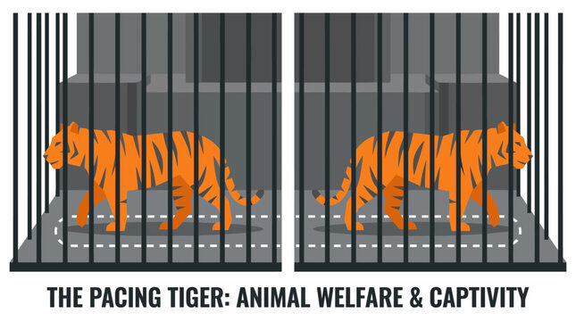 Two tigers pacing in cages illustrating animal welfare and captivity issues.
