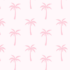 Obraz premium Pastel Pink Palm Tree Seamless Pattern Tropical Summer Beach Island Nature Background Minimal Design