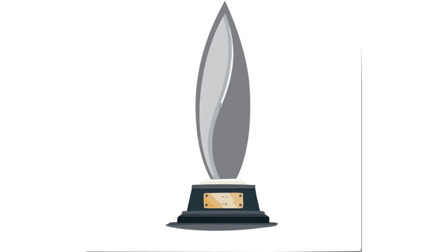 Silver award trophy icon with flame like top on pedestal representing recognition honor and achievement prize vector