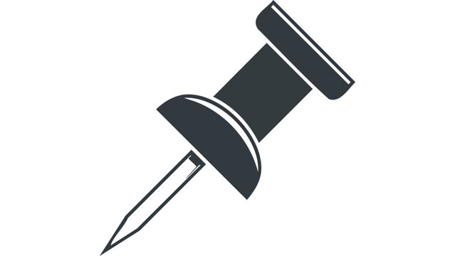 Push pin icon with black head and sharp metal tip representing attachment marking and office stationery utility vector