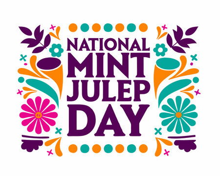 National Mint Julep Day Vector Illustration, Summer Cocktail Party Holiday Concept Design