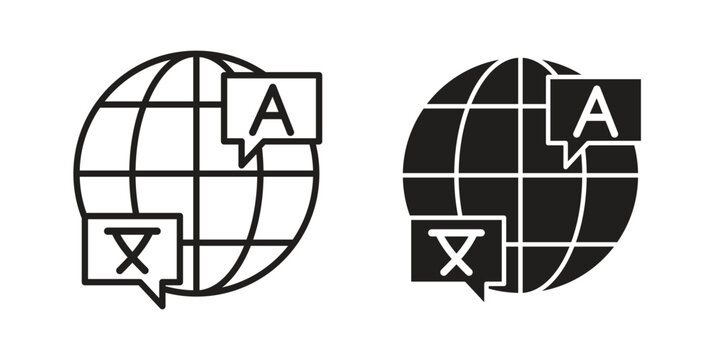 Language icon in black and white. clipart and line style icons