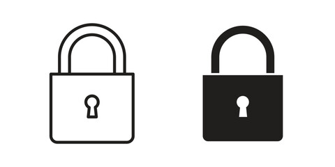 Lock icon in black and white. clipart and line style icons © Shikon
