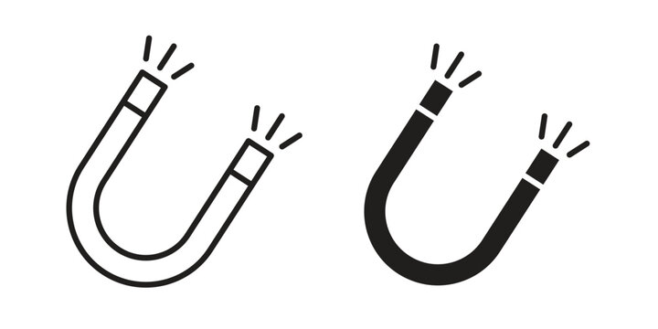 Magnet icon in black and white. clipart and line style icons