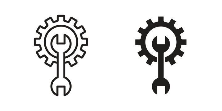 Maintenance icon in black and white. clipart and line style icons