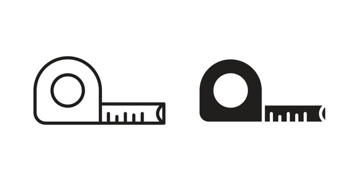 Meter tape icon in black and white. clipart and line style icons