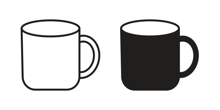 Mug icon in black and white. clipart and line style icons
