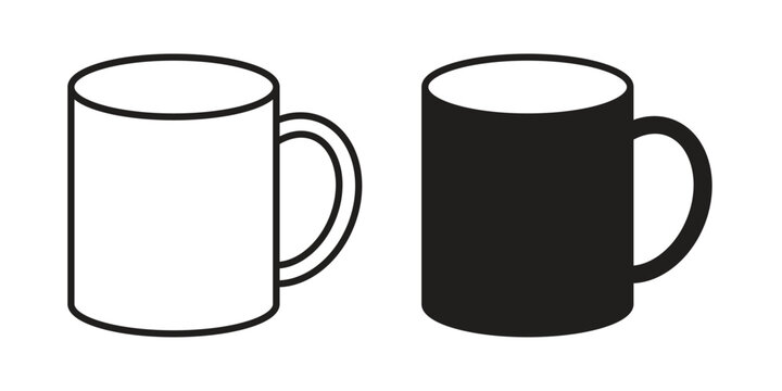 Mug icon in black and white. clipart and line style icons