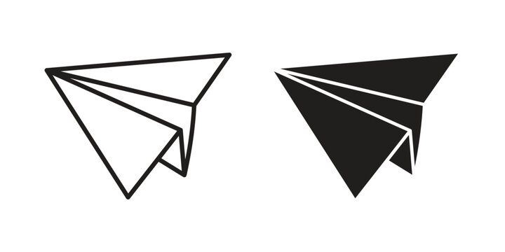 Paper plane icon in black and white. clipart and line style icons