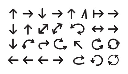 Obraz premium Minimalist navigation arrow icons pack for website interface and user experience design applications.