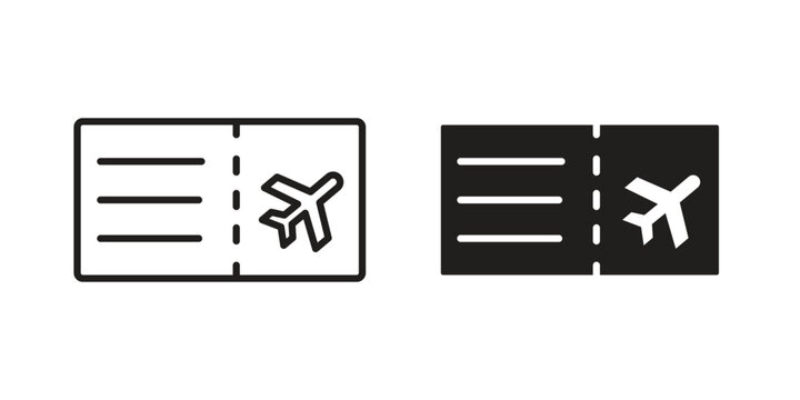 Plane Ticket icon in black and white. clipart and line style icons