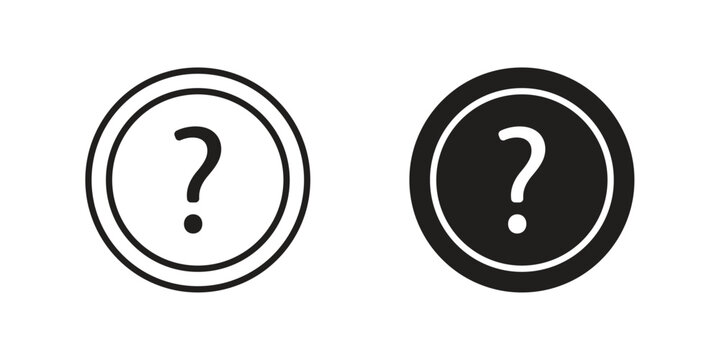 Question icon in black and white. clipart and line style icons